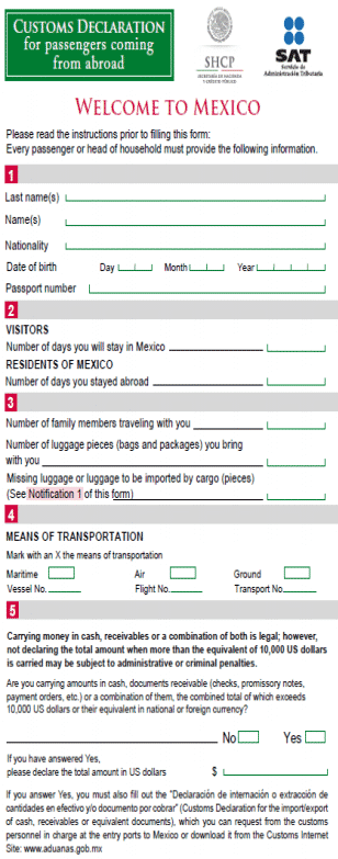 Mexican FMM Tourist Card Online Form SJD Los Cabos Airport